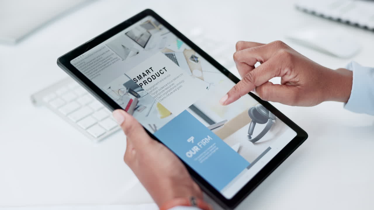 diseño de sitios web, creativo y manos con una tableta