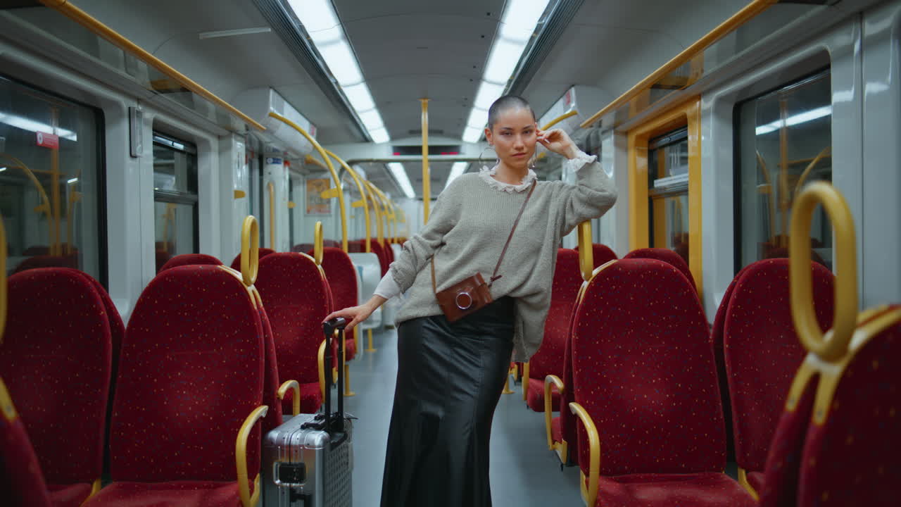 mujer viajando en el metro