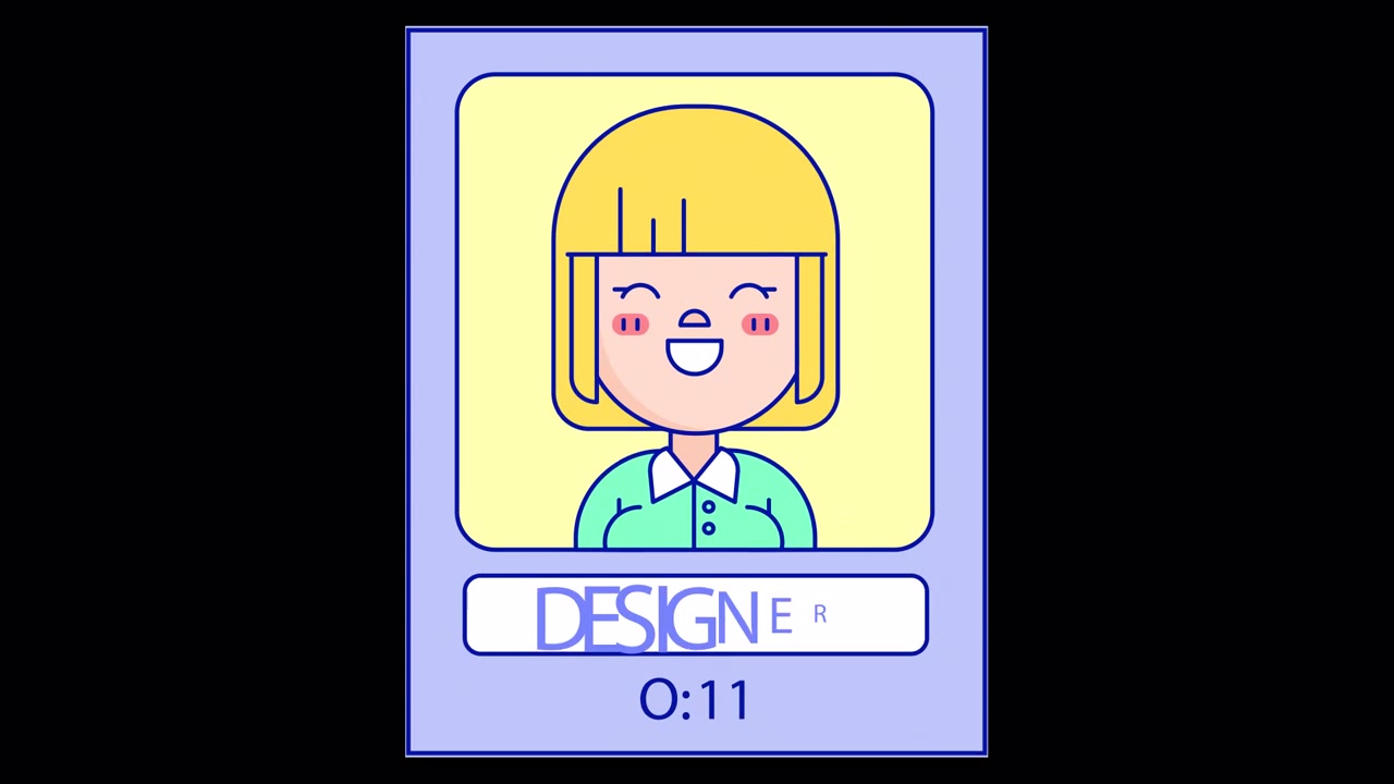 Animated Cartoon Woman Character with Designer Job Title