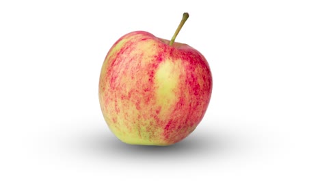 manzana roja fresca animada sobre un fondo blanco. bucle sin costuras de comida 3d realista. arte de diseño de movimiento minimalista con fruta