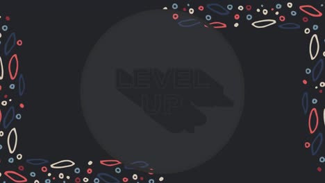 animación de texto de nivel sobre formas en fondo negro