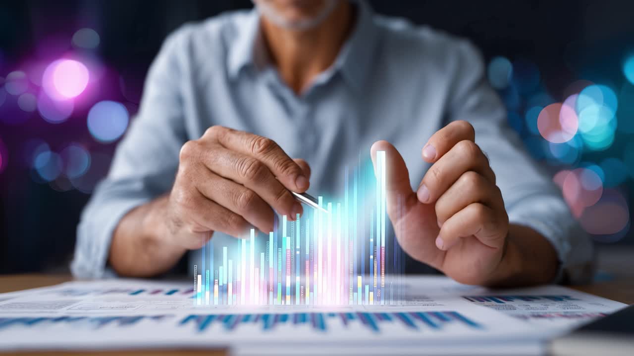 Analytical Insights: A Focused Individual Manipulating Data Visualizations for Statistical Analysis Amidst a Modern Digital Workspace Setting