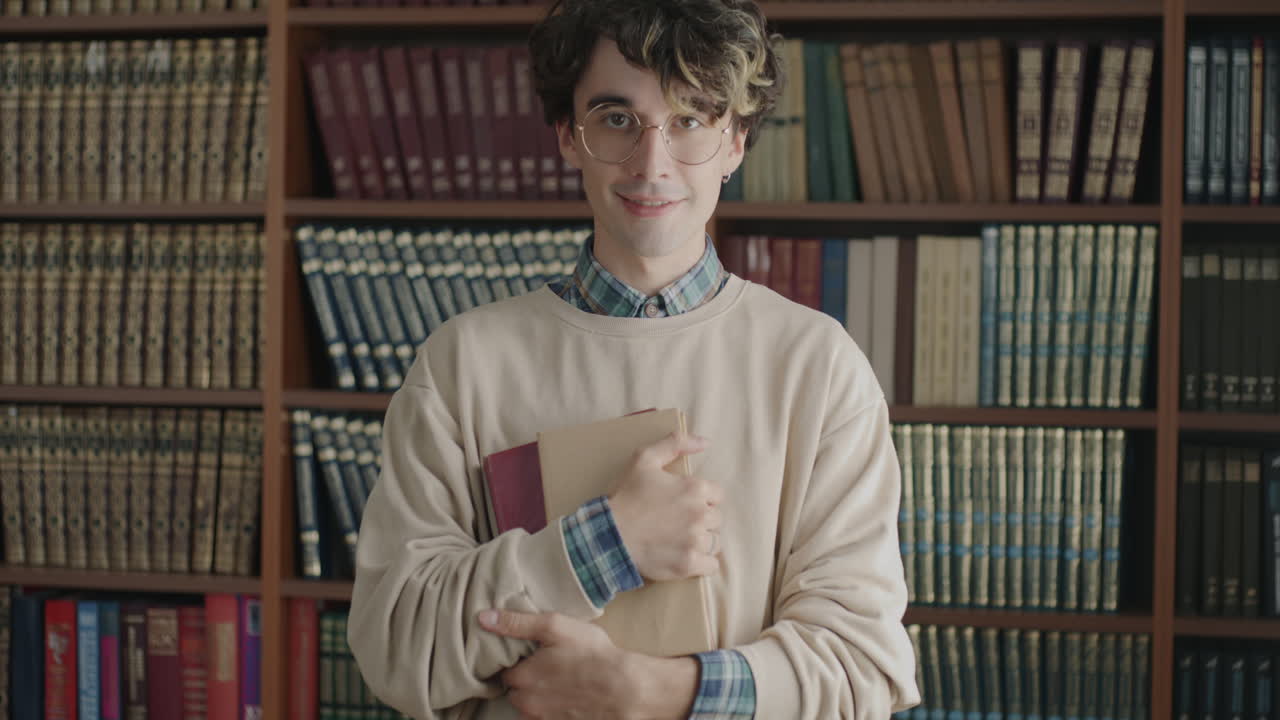 estudiante en una biblioteca