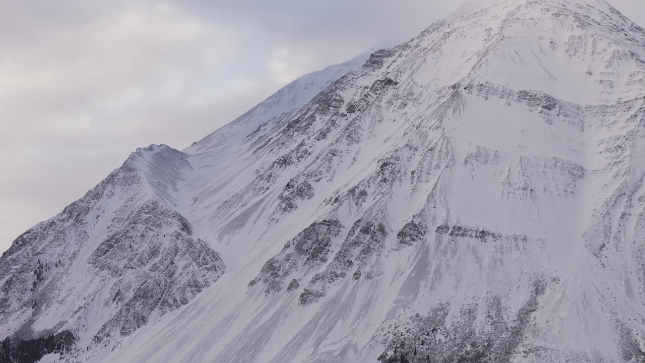 Snow Covering The Mountains Of Kathleen Lake In Yukon, Canada. Static Shot