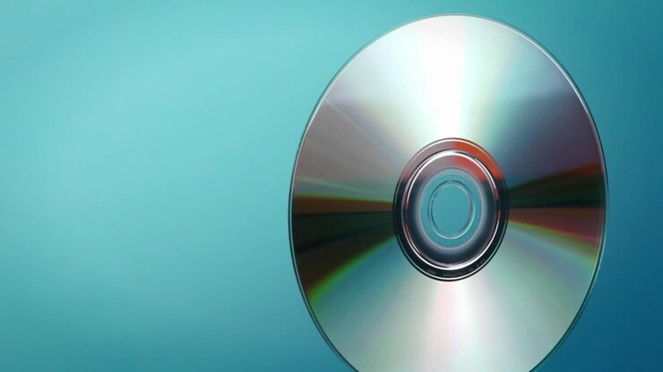 A DVD disc revolves and turns