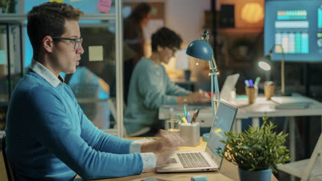 business people working late in the office