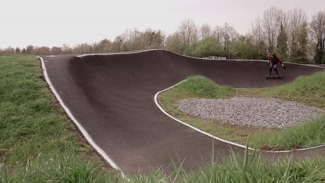 Eboarding-footage-around-a-BMX-pump-track