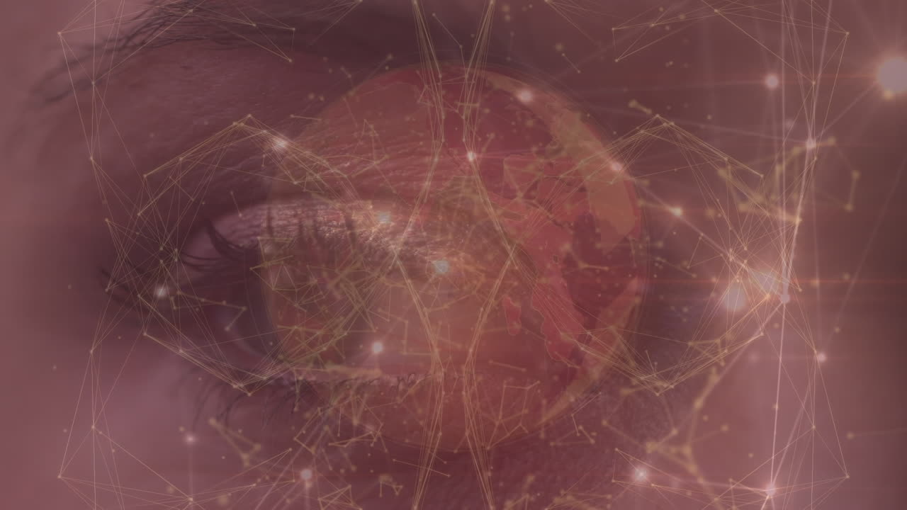 animación del procesamiento de datos y la red de conexiones sobre el ojo