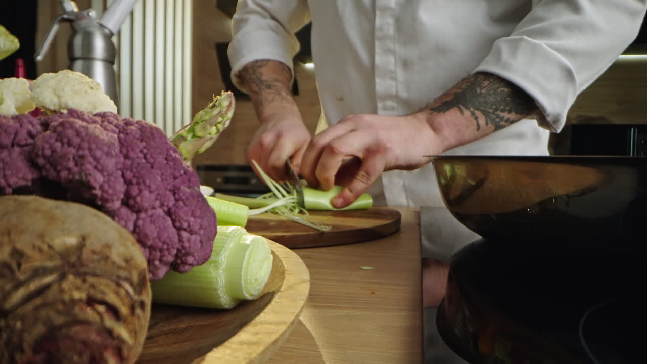 Chef Preparing Vegetables in the Kitchen