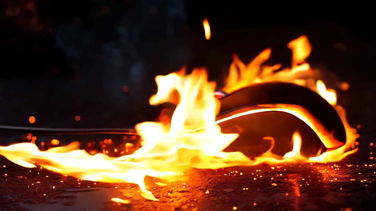 바닥에 불타는 한 의 안경