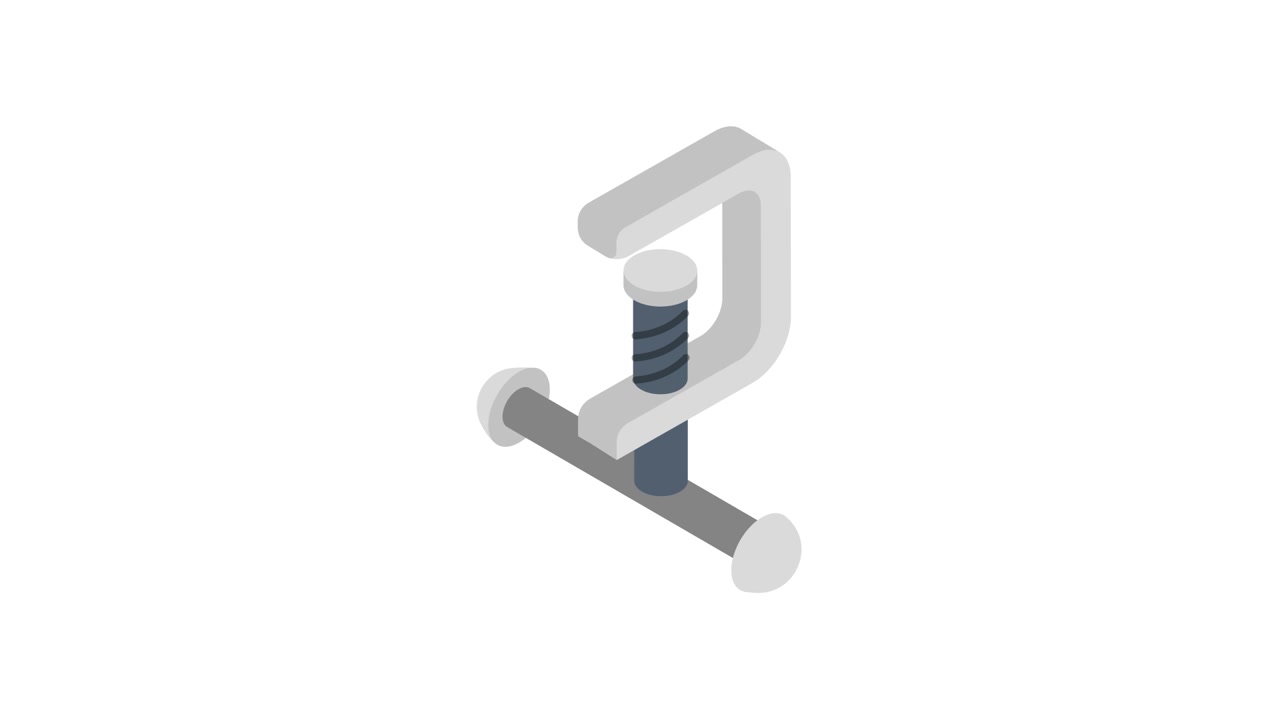 Animation of a C-Clamp Assembling on a White Background