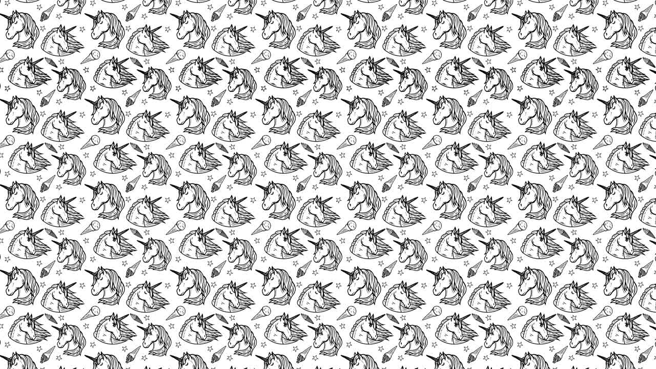 유니콘과 함께 원활한 패턴의 애니메이션