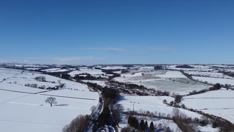 drone retiro condado de durham campo invierno nieve en las colinas 2