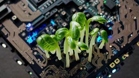 plants growing on a circuit board
