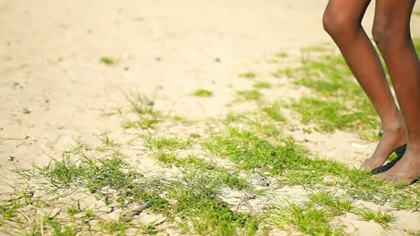 boy playing football in the ground 4k