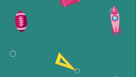 school supplies objects pattern animation
