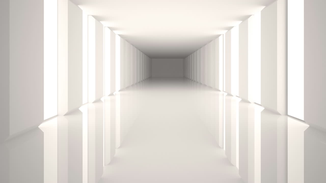 Animation of green glowing hexagon over white modern interiors