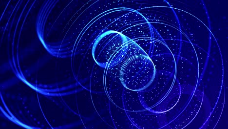 4k fondo de partículas de ciencia ficción en bucle con bokeh y efectos de luz. las partículas azules brillantes forman líneas, esferas, estructuras complejas en movimiento suave como en el microworld o el espacio. 7