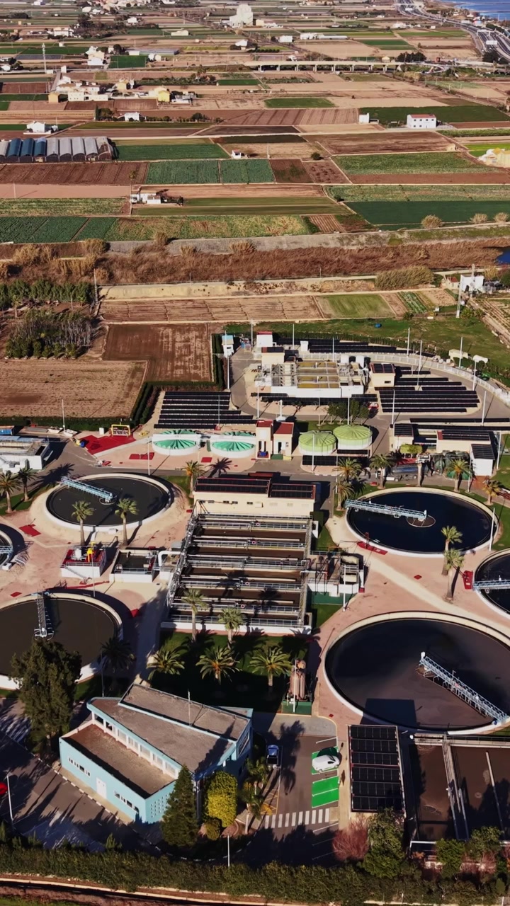 Wastewater treatment plant in Spain during daylight hours