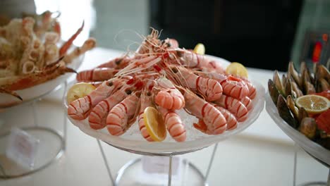 red king prawns on ice