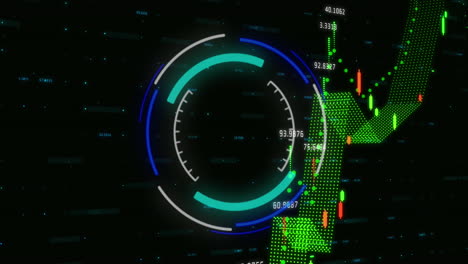 Animation-Des-Scope-Scans-über-Die-Finanzdatenverarbeitung-Auf-Schwarzem-Hintergrund