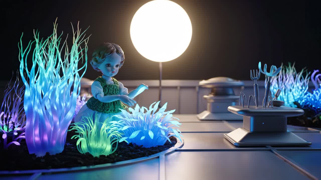 Doll in a Futuristic Garden