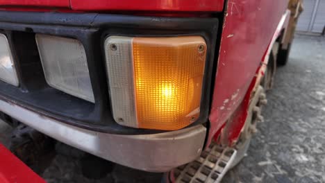 close-up of a truck's amber corner light