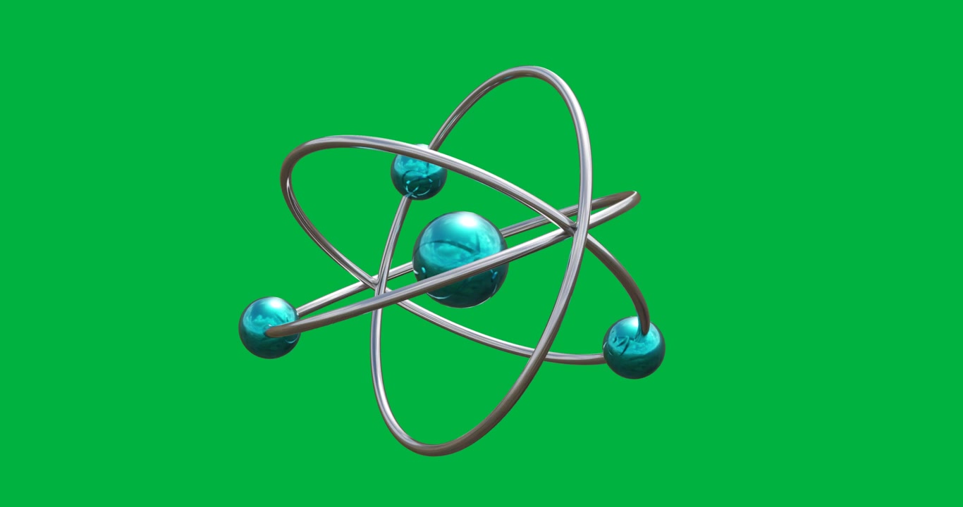 Animation of spinning atom icon over transparent background