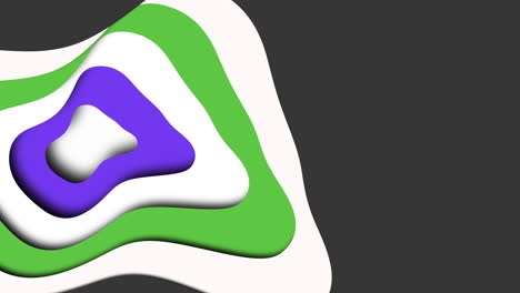 an abstract purple and green shape with a white central dot, possibly representing a symbolic or artistic design element