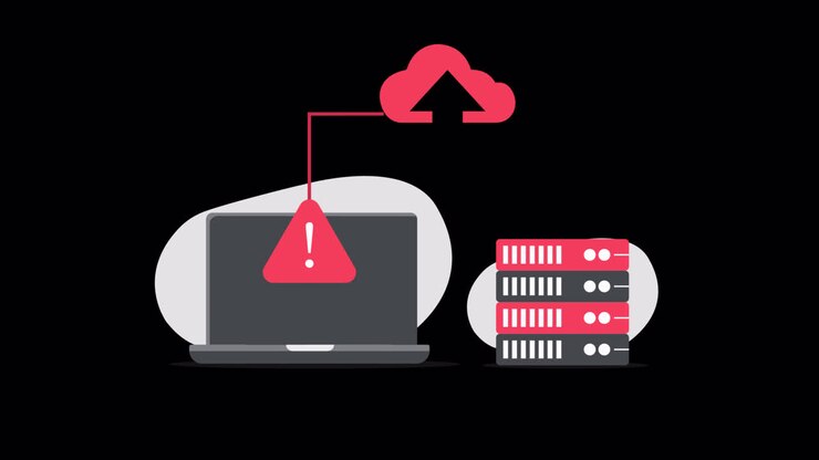 Laptop and Cloud Servers with Data Transfer Alert
