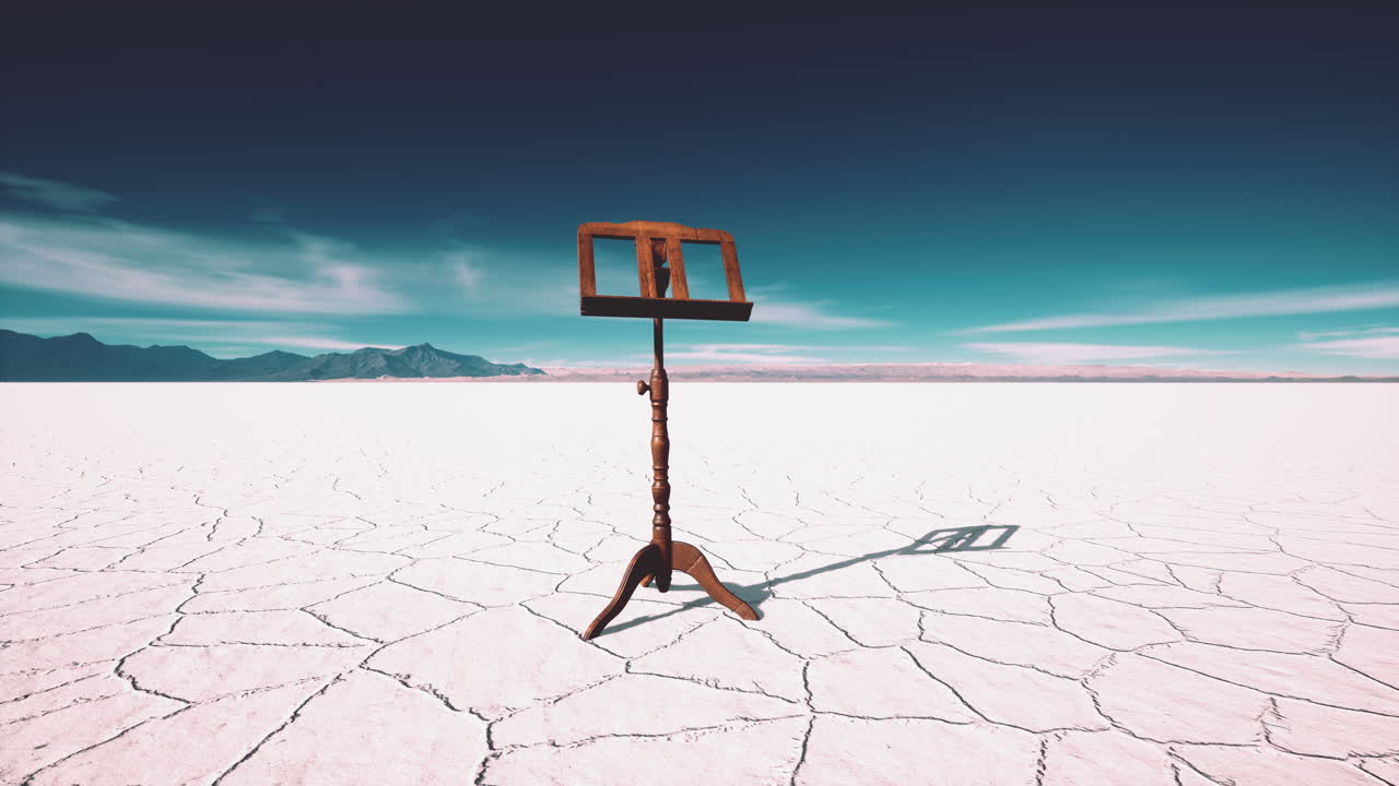 ⁇ 은 음악 스탠드는  ⁇  소금 사막에 있습니다.