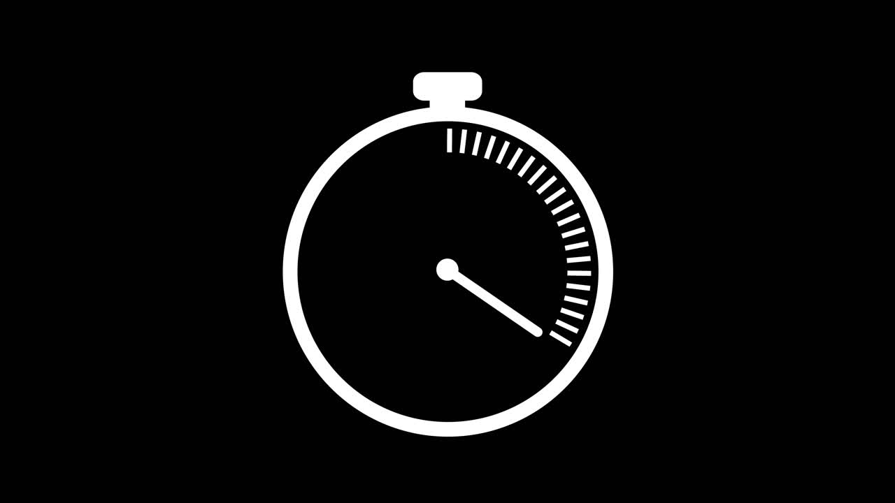 4k animation motion graphic time run stopwatch icon circular pending loading clock timer moving