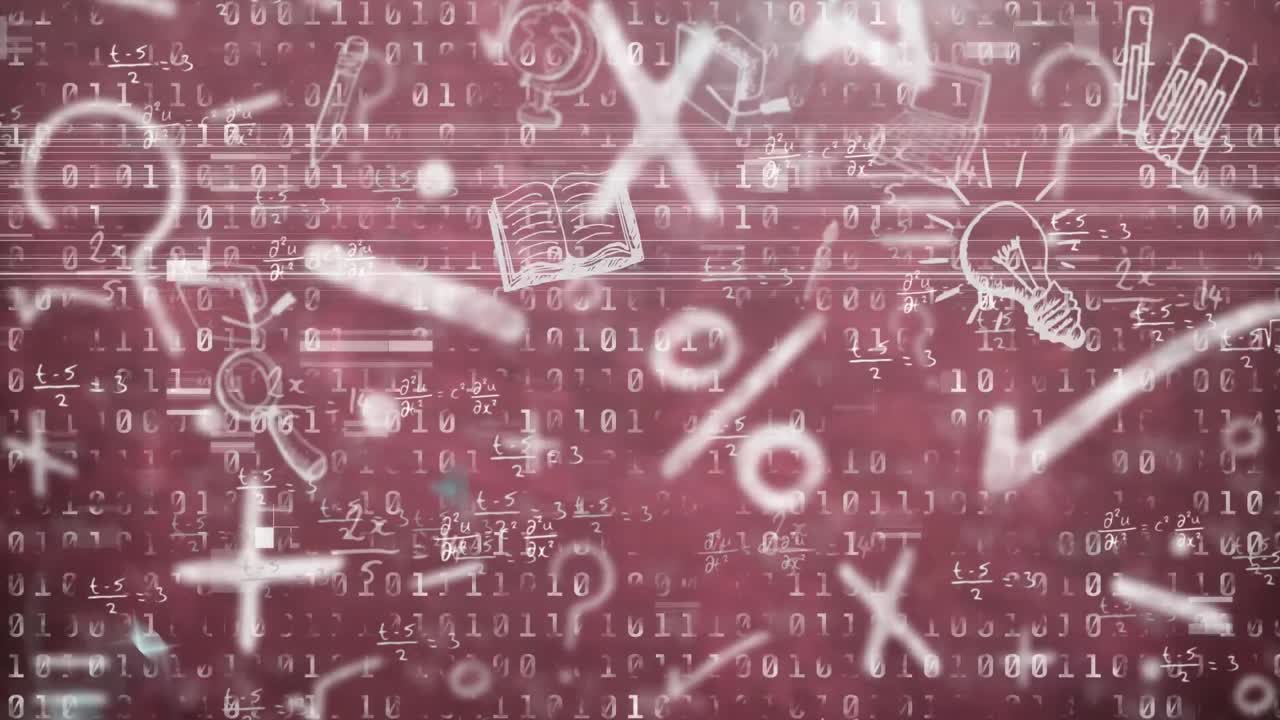 문자 위의 디지털 데이터 처리의 애니메이션.