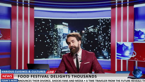 news anchor introduce food festival