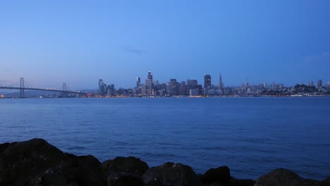 long shot of downtown san francisco at dawn