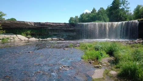 aerial of the jägala waterfall in estonia