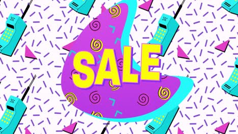 Animation-Von-Flash-Sale-Text-In-Gelben-Buchstaben-über-Buntem-Retro-Muster