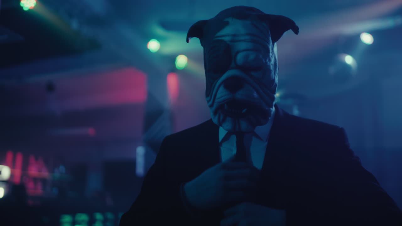 Man in a Dog Mask at a Nightclub