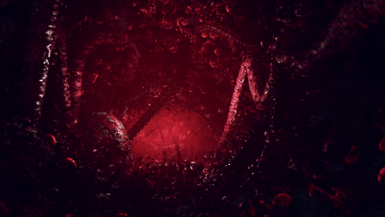 viaje a través de un bosque carmesí: una exploración de arte digital surrealista