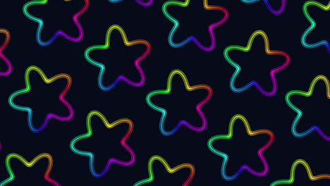 Flat-rainbow-stars-pattern-in-rows-on-black-gradient