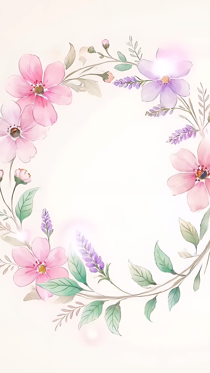 Bellissimo sfondo animato con fiori ad acquerello 4K.