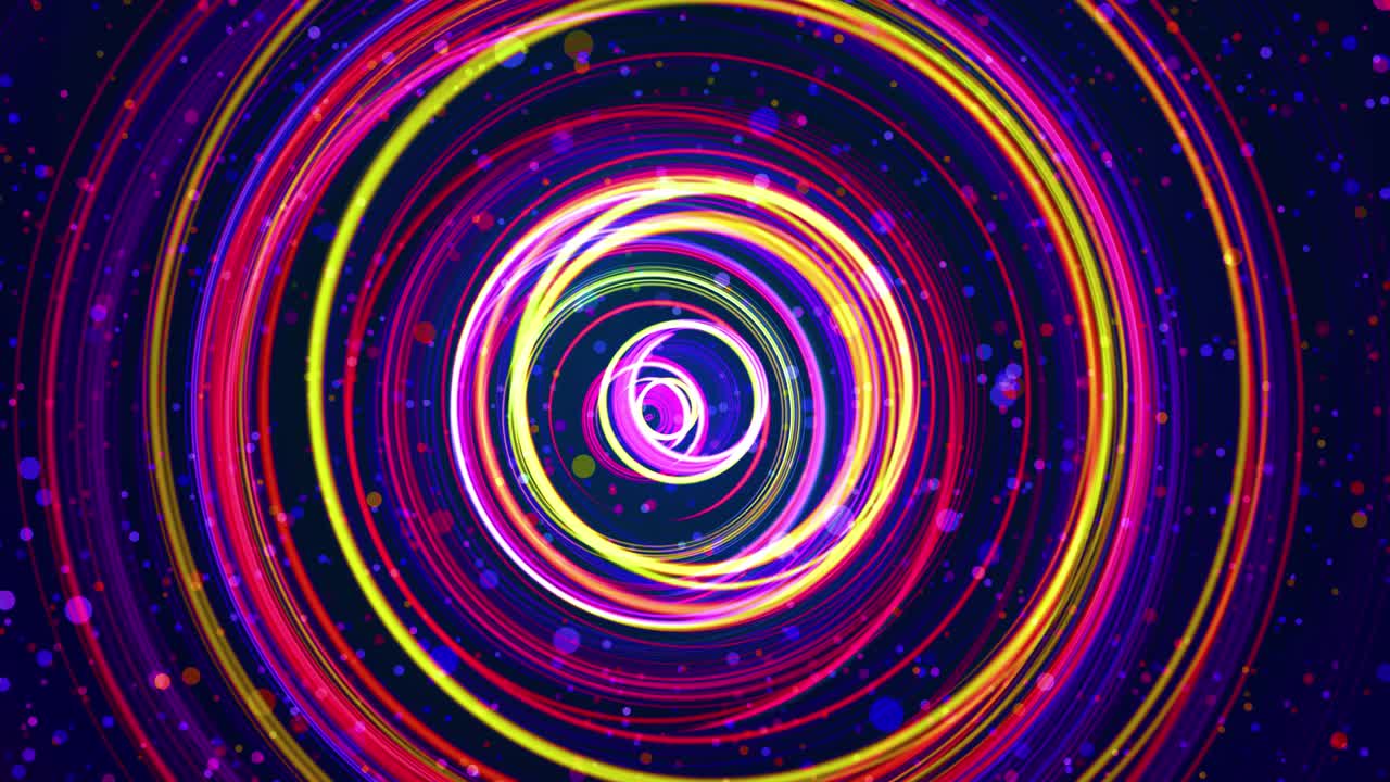 Flow of lines twisted and form round structure. Light streaks or multicolor light trails. 3d abstract bg with glow curves form round structure. Motion design multicolor bg. Luma matte as alpha channel