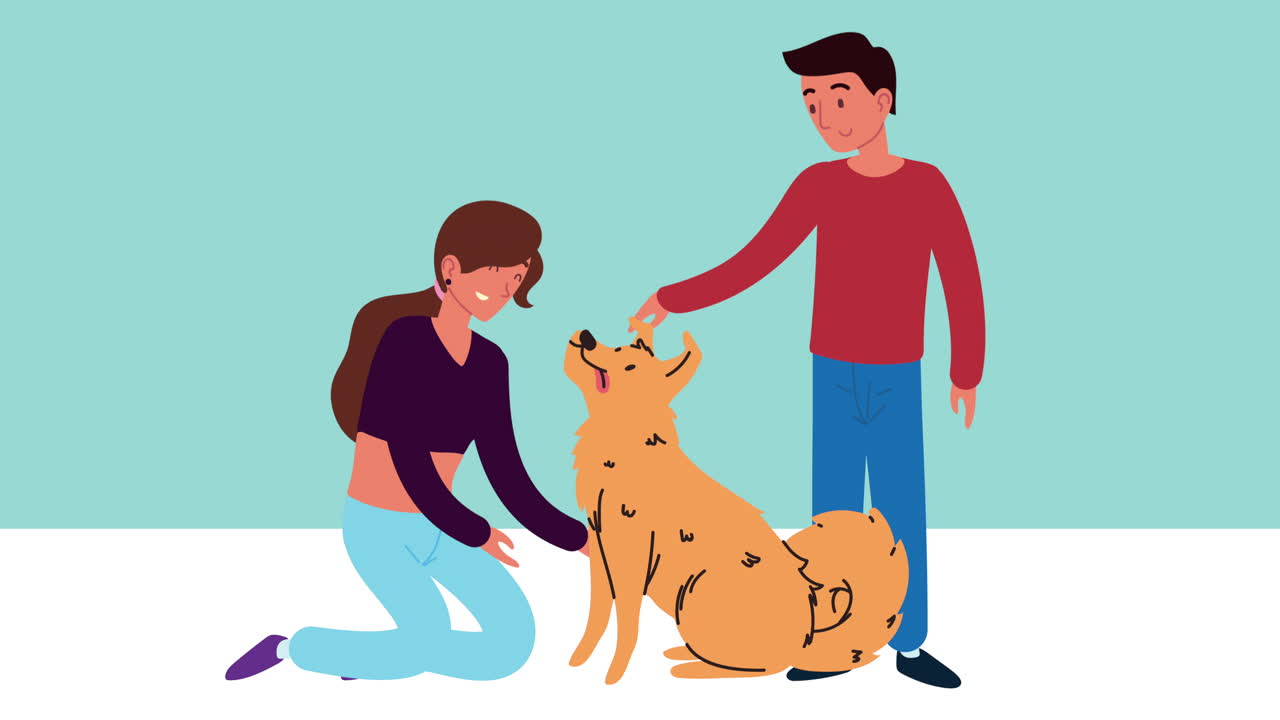 개 마스코트 애니메이션을 가진 커플