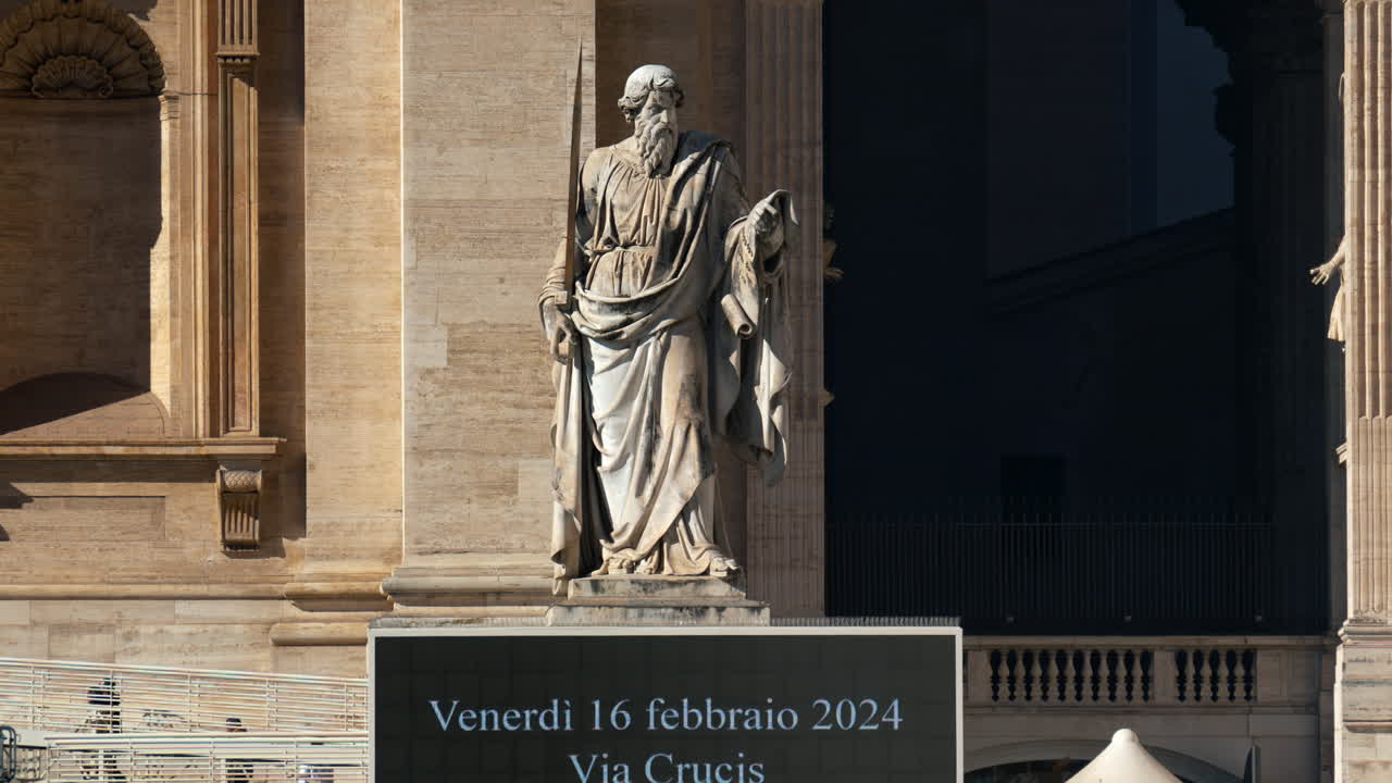 Statue of Apostle Paul in front of the Basilica of St. Peter, Vatican, Rome, Italy