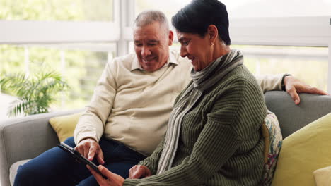 News,-senior-and-a-couple-with-a-tablet