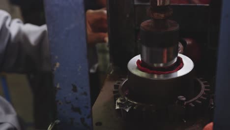 close up view of worker in factory