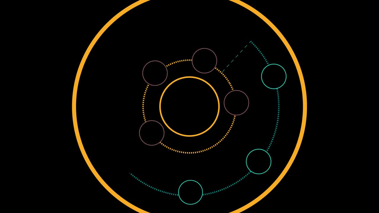 plantilla de infografías animadas. diagrama circular en estilo plano con espacio de copia para texto, datos o productos sobre fondo negro.