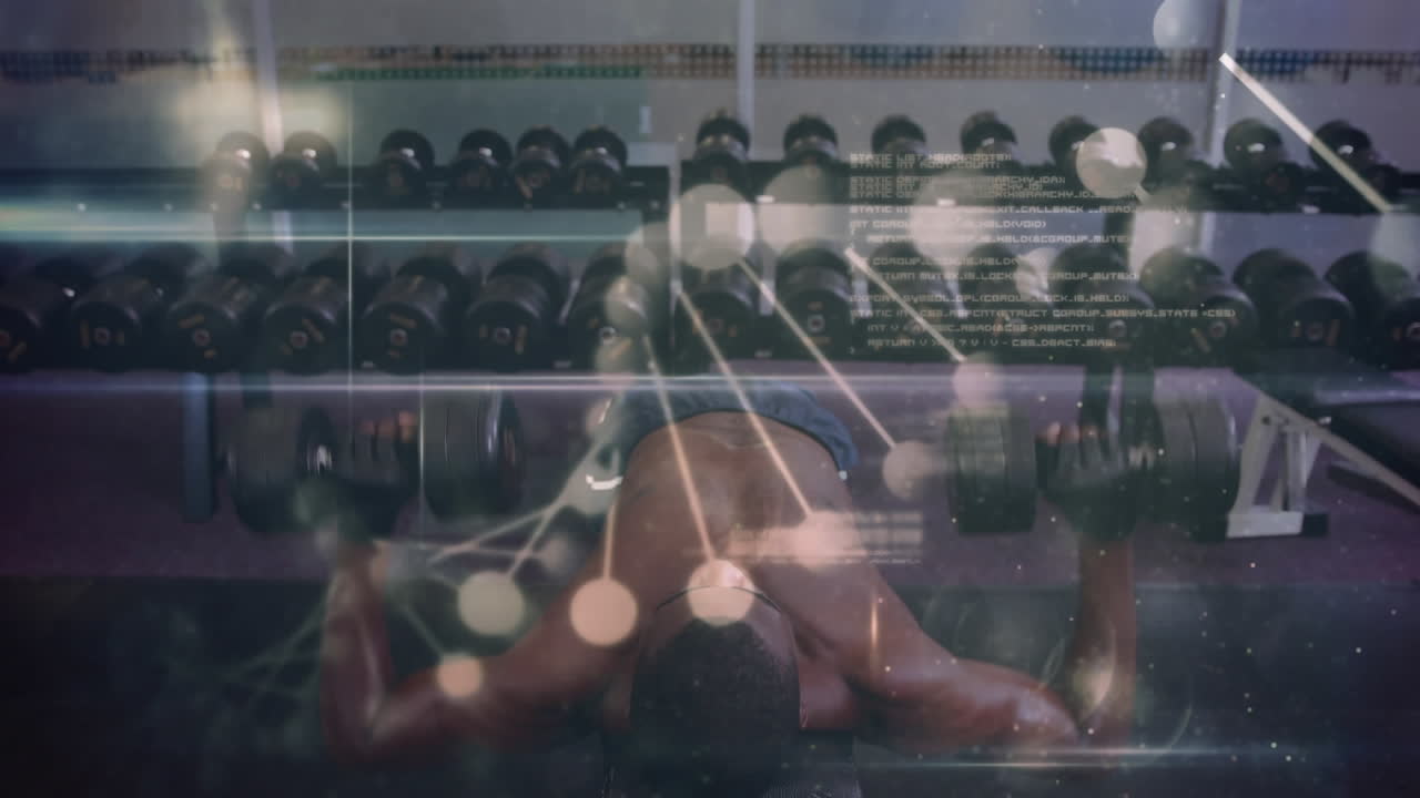 dna 가닥 스피닝과 데이터 처리의 애니메이션 강한 남자 운동