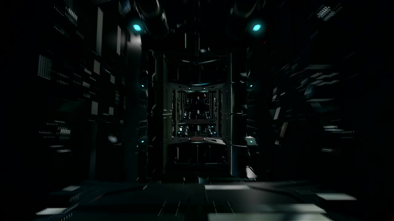 renderizado en 3d de un túnel futurista con luz, bucle.