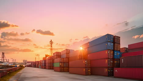 a large amount of cargo containers are stacked on top of each other